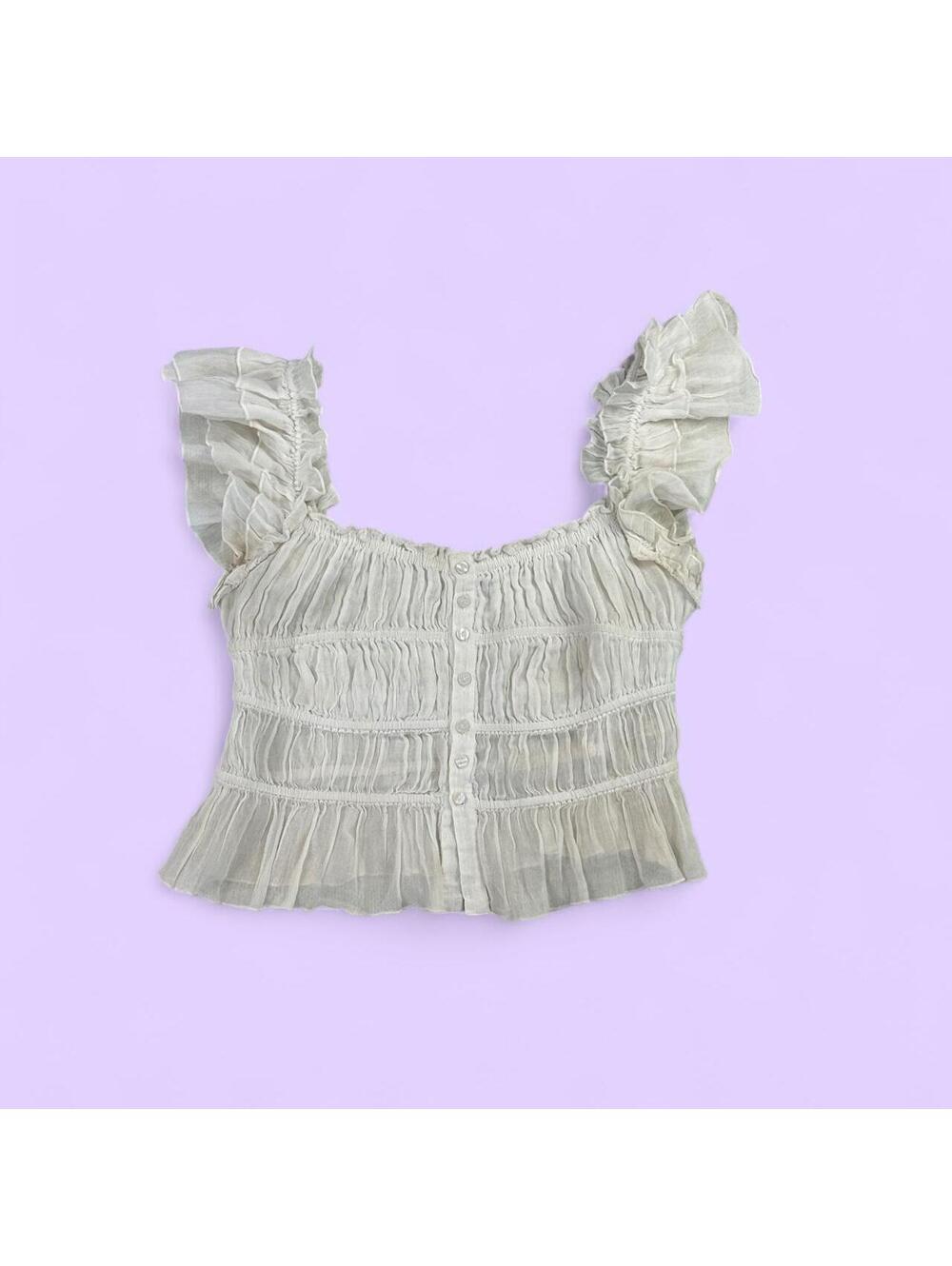 FP One Aletta White Cotton Ruffle Top - L